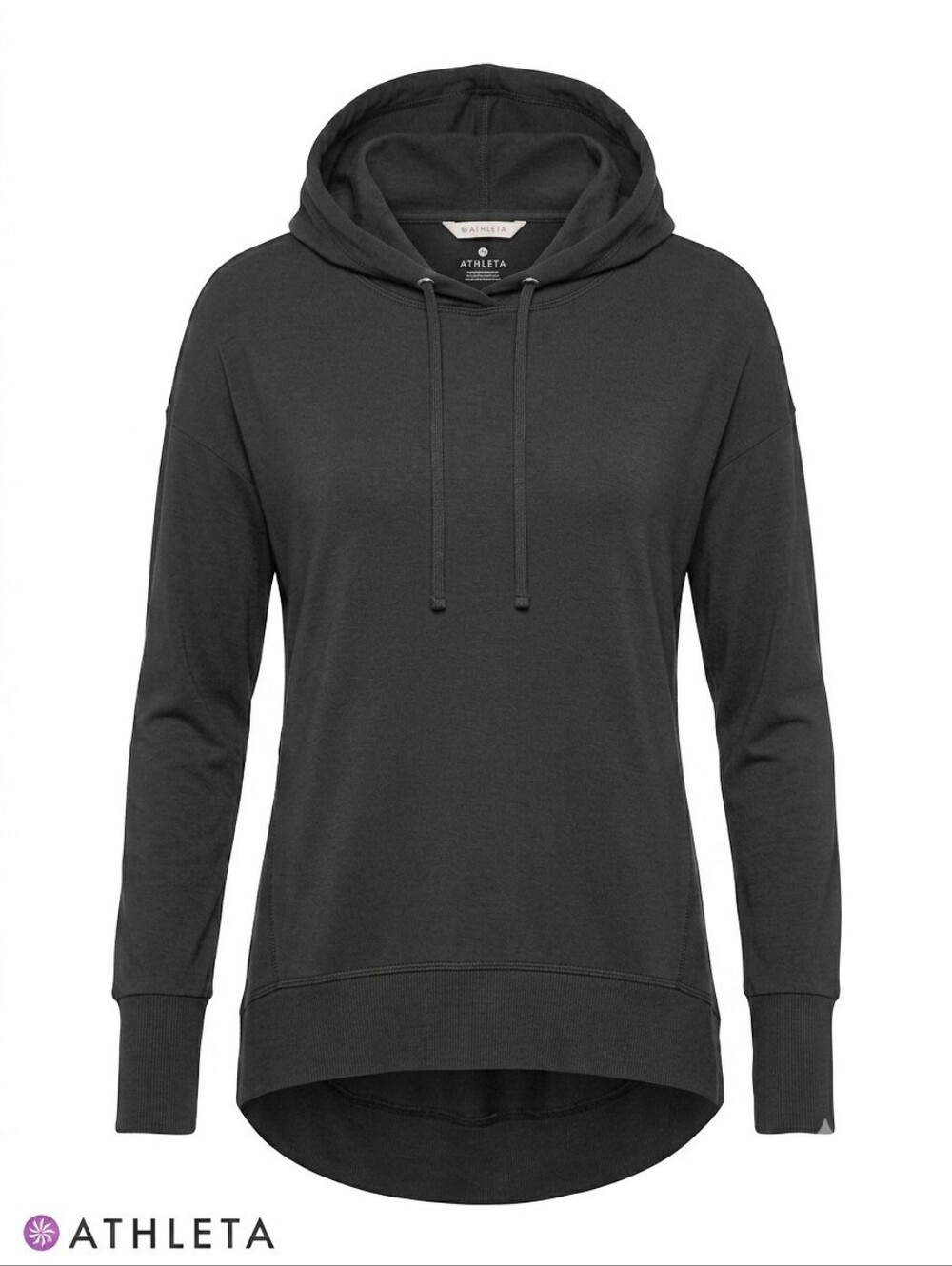 Athleta Spandex Pullover Hoodie Sweatshirt Womens M Medium Black Yoga Athleisure